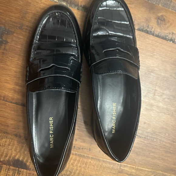 Marc Fisher Glossy Black Loafers - Picture 3 of 5